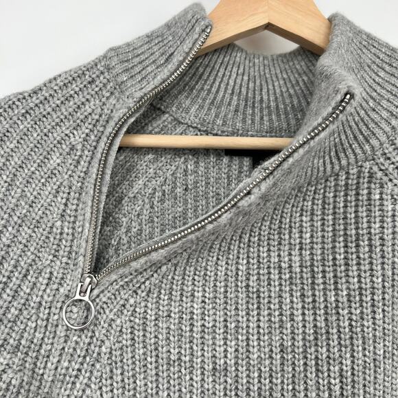 Banana Republic Chunky Turtleneck Zip Merino Wool Alpaca Women Small Gray Mock - Picture 3 of 10
